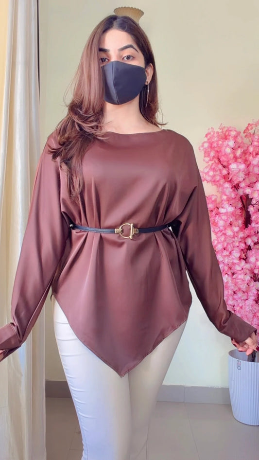 Premium Diva Drape Asym Top with Belt