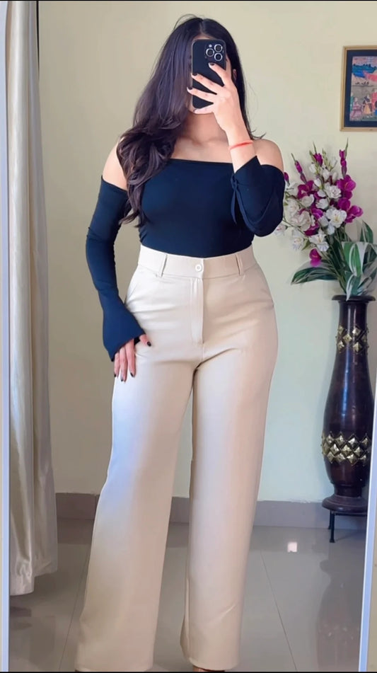 Beige Straight Fit Trouser- PO6