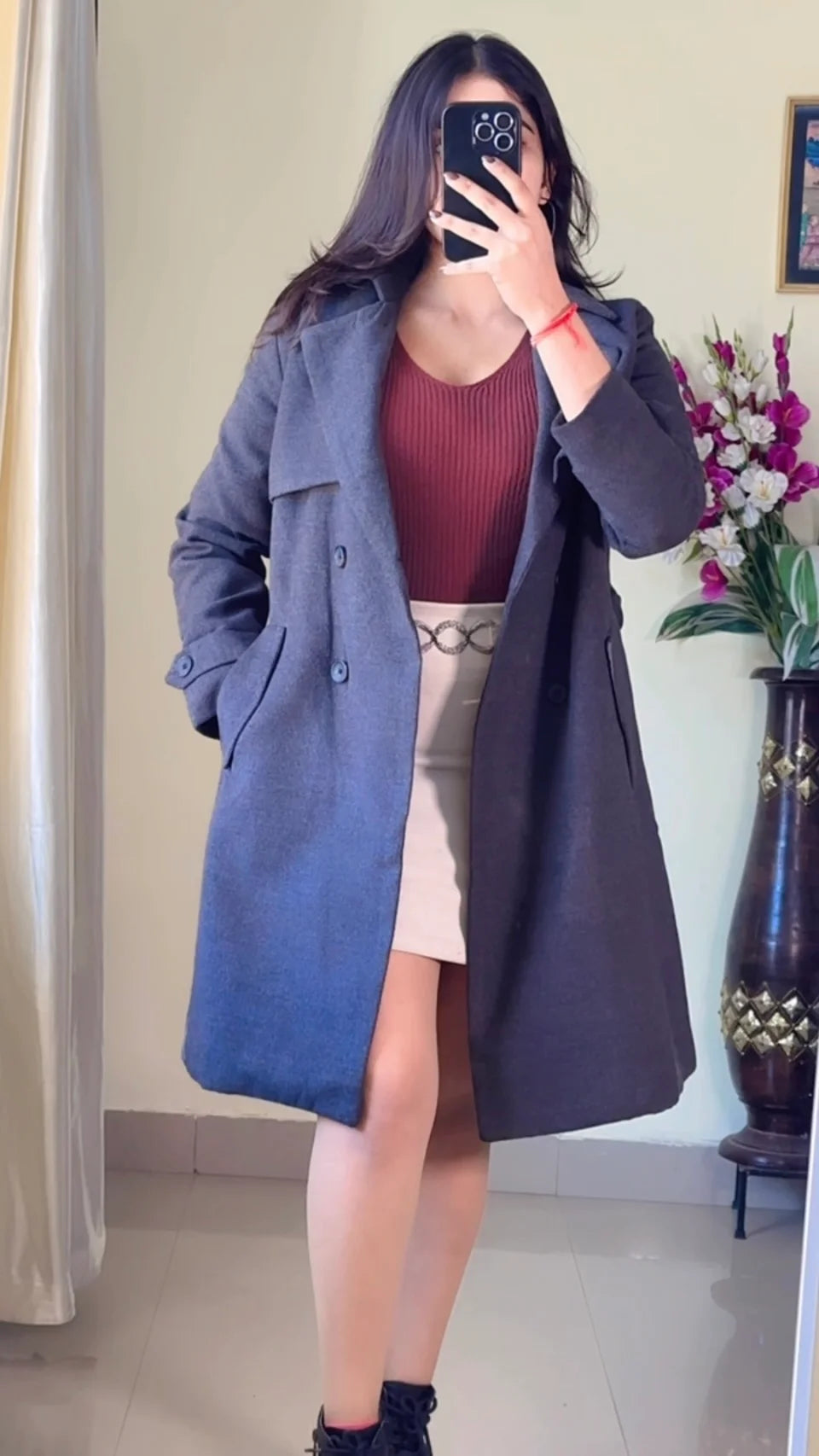 (Size-M) Grey Winter Coat- WO182