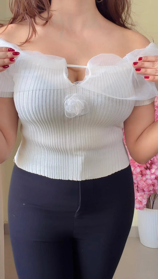 Ruffle Neck Peplum Top