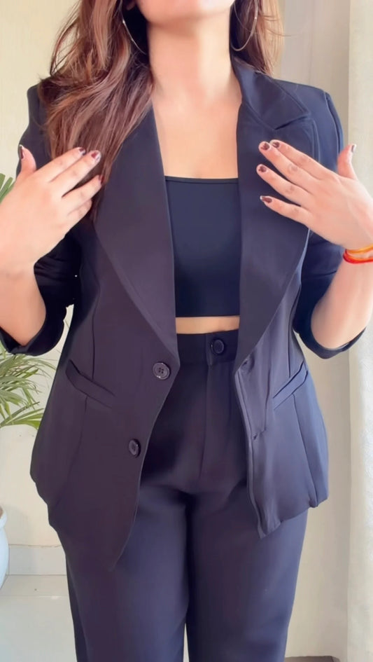 Black Tailored Blazer Co-ord Set
