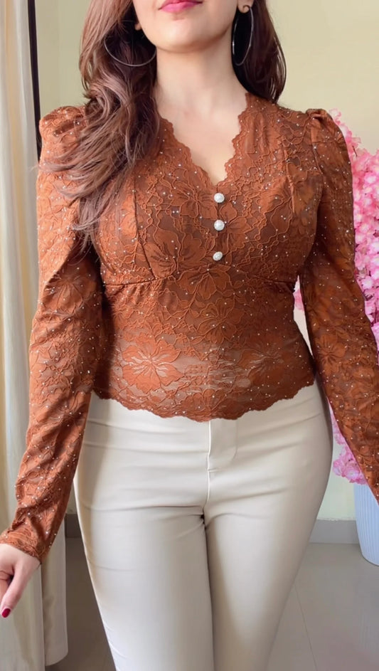 Crystal Studded Padded Top