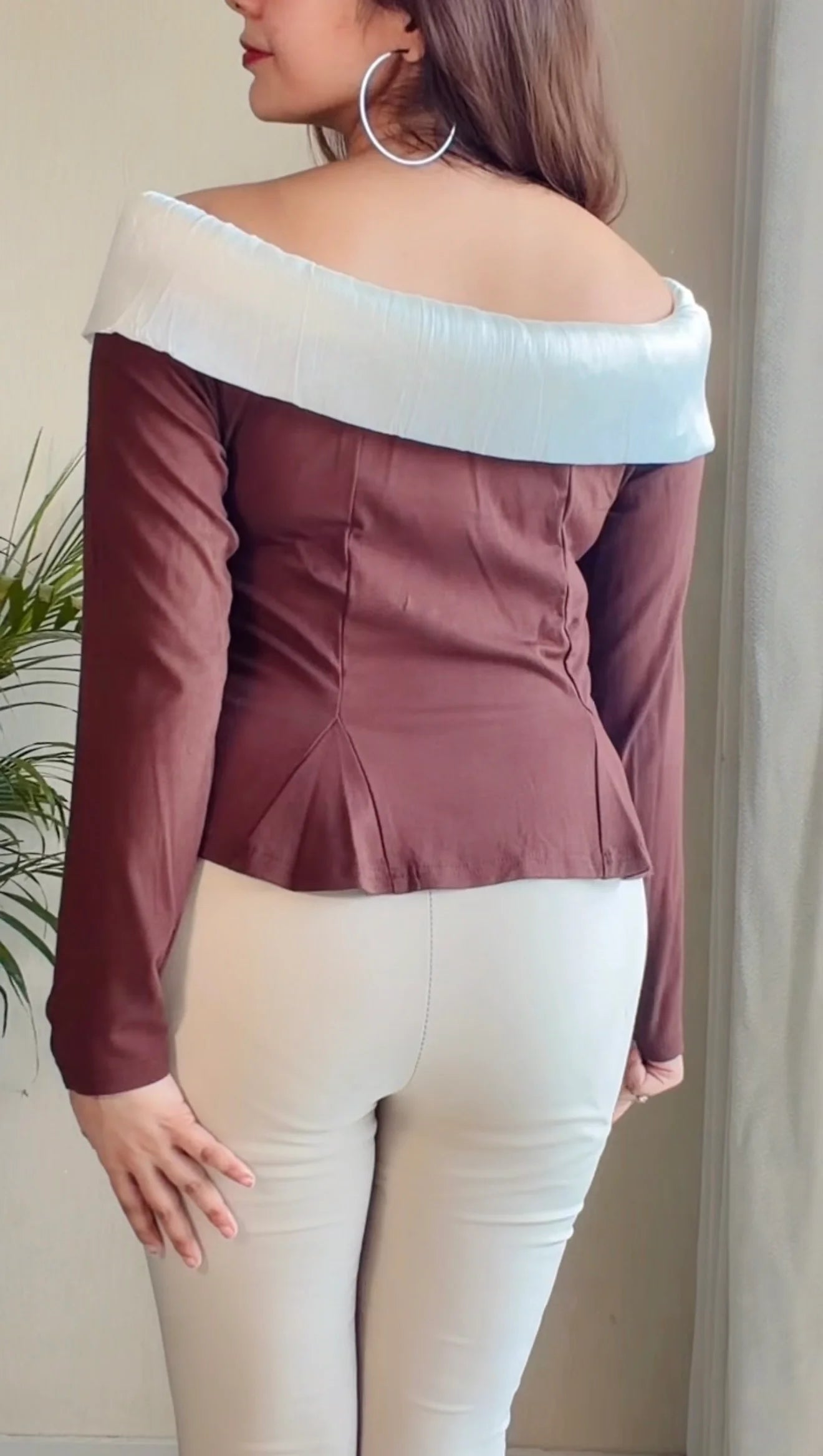 Ruffle Neck Peplum Top