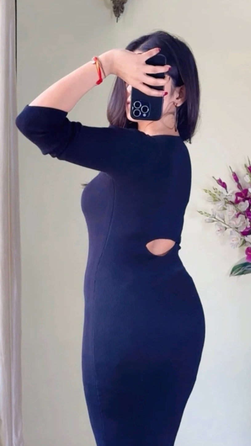 (Size- S to M) Classy Ribbed Dress- DO10