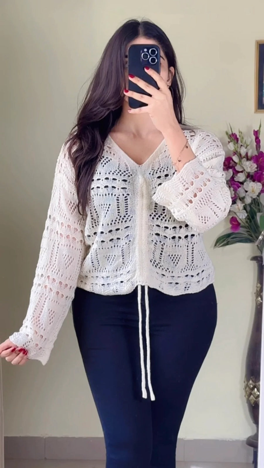 (Free Size Upto 32-38) Crochet Top- (Cb59)