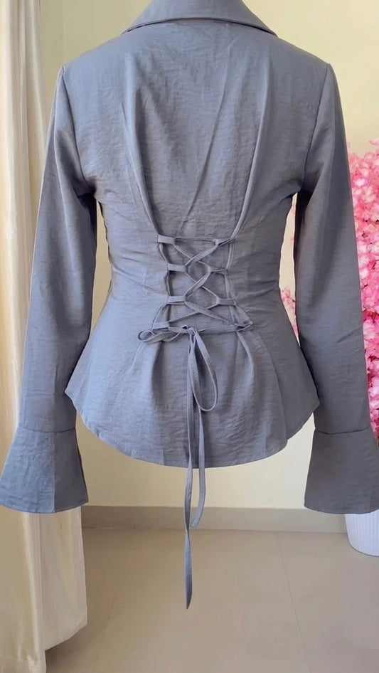 Premium Corset Back flared Sleeves Shirt