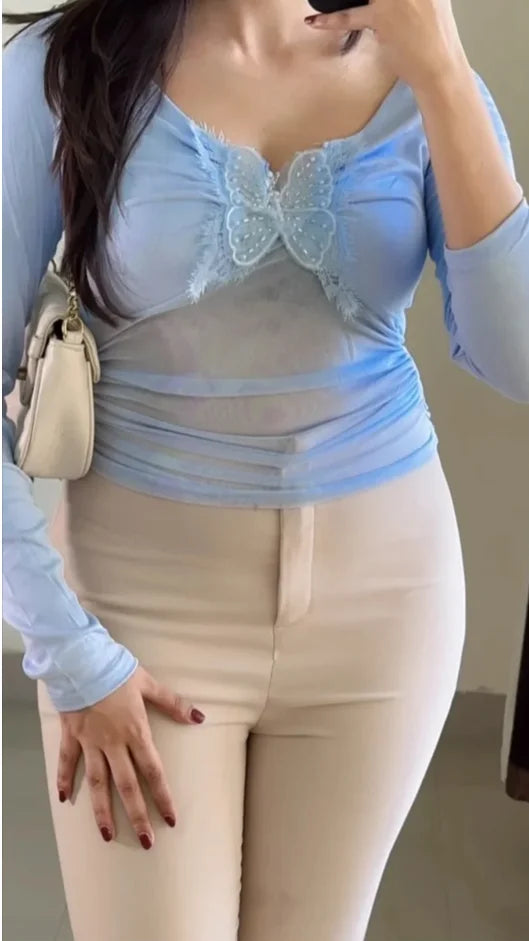 Pretty Butterfly Blue Top-T509