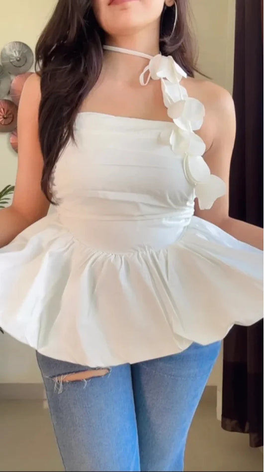 Pretty Floral Ruched Top T875