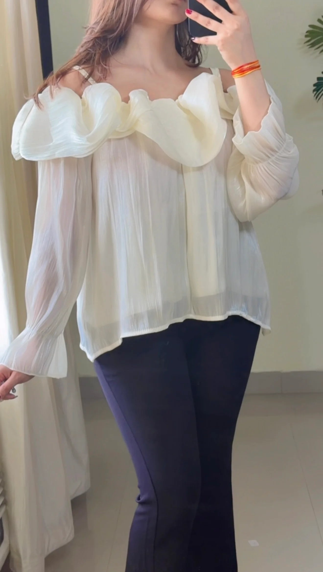 Crimson Ruffle Luxe Top