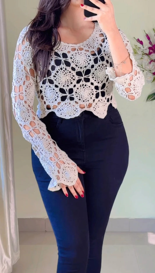 (Free Size 32-38) Crochet Top- (Cb58)