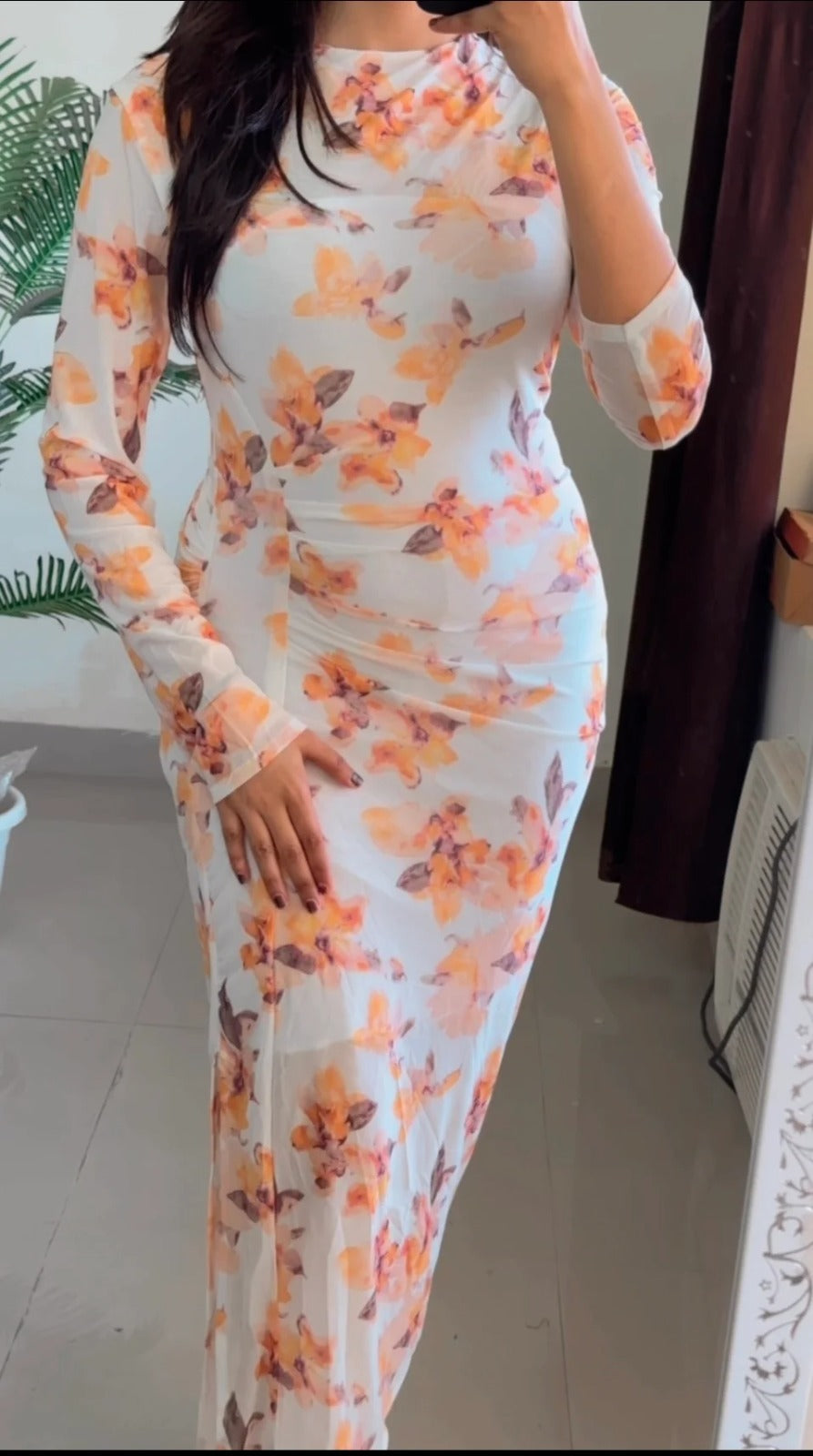 Pretty Floral Ruched Tube Dress D111