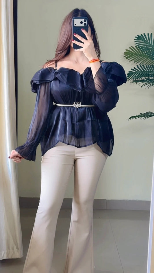 Crimson Ruffle Luxe Top