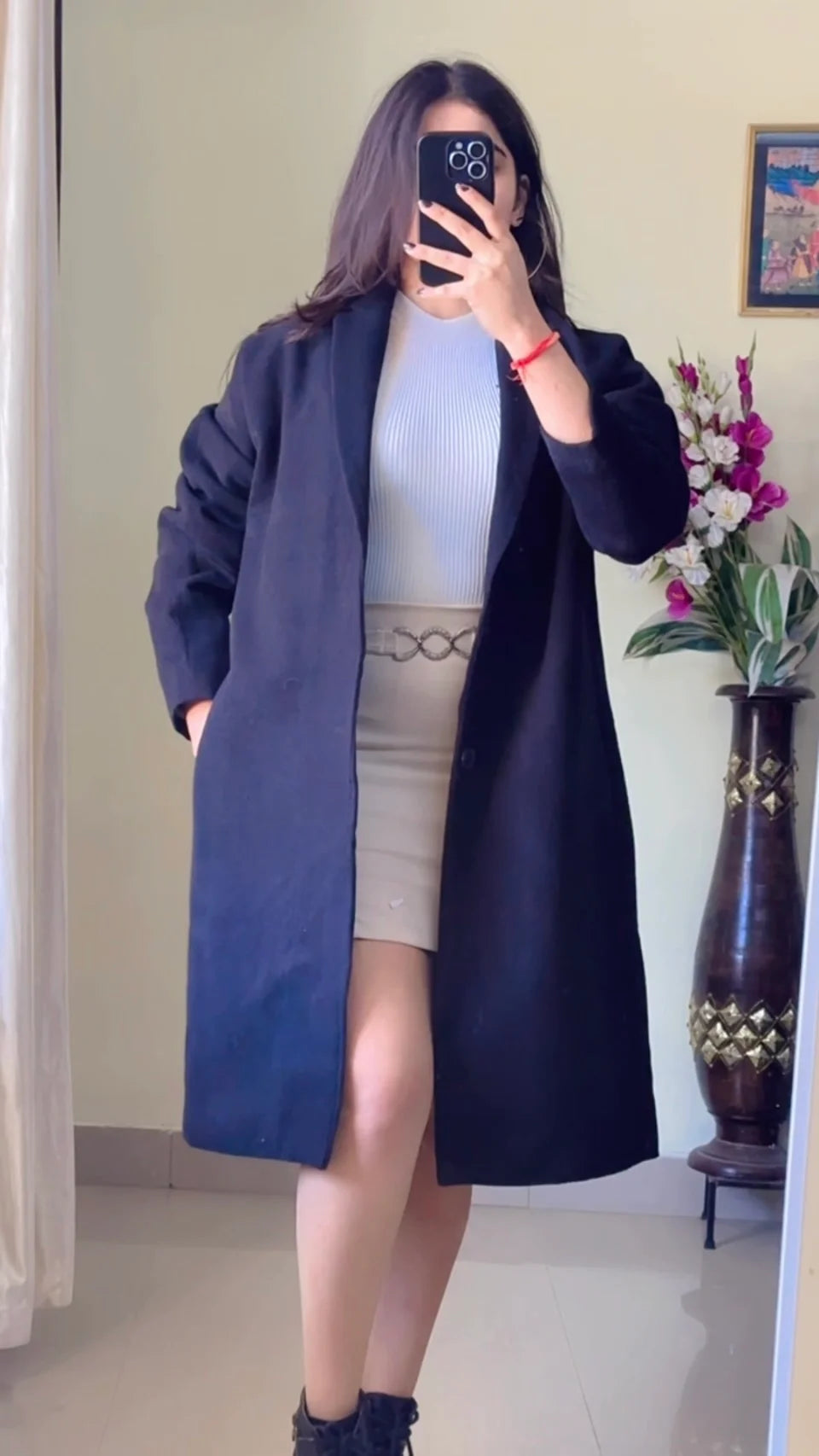 (Size-M) Black Winter Coat- WO150