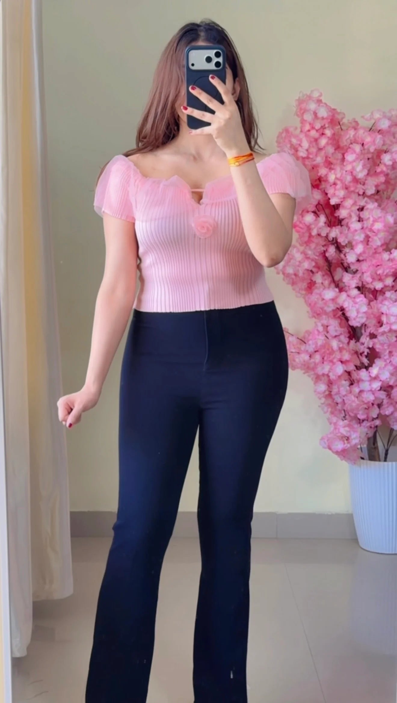 Ruffle Neck Peplum Top