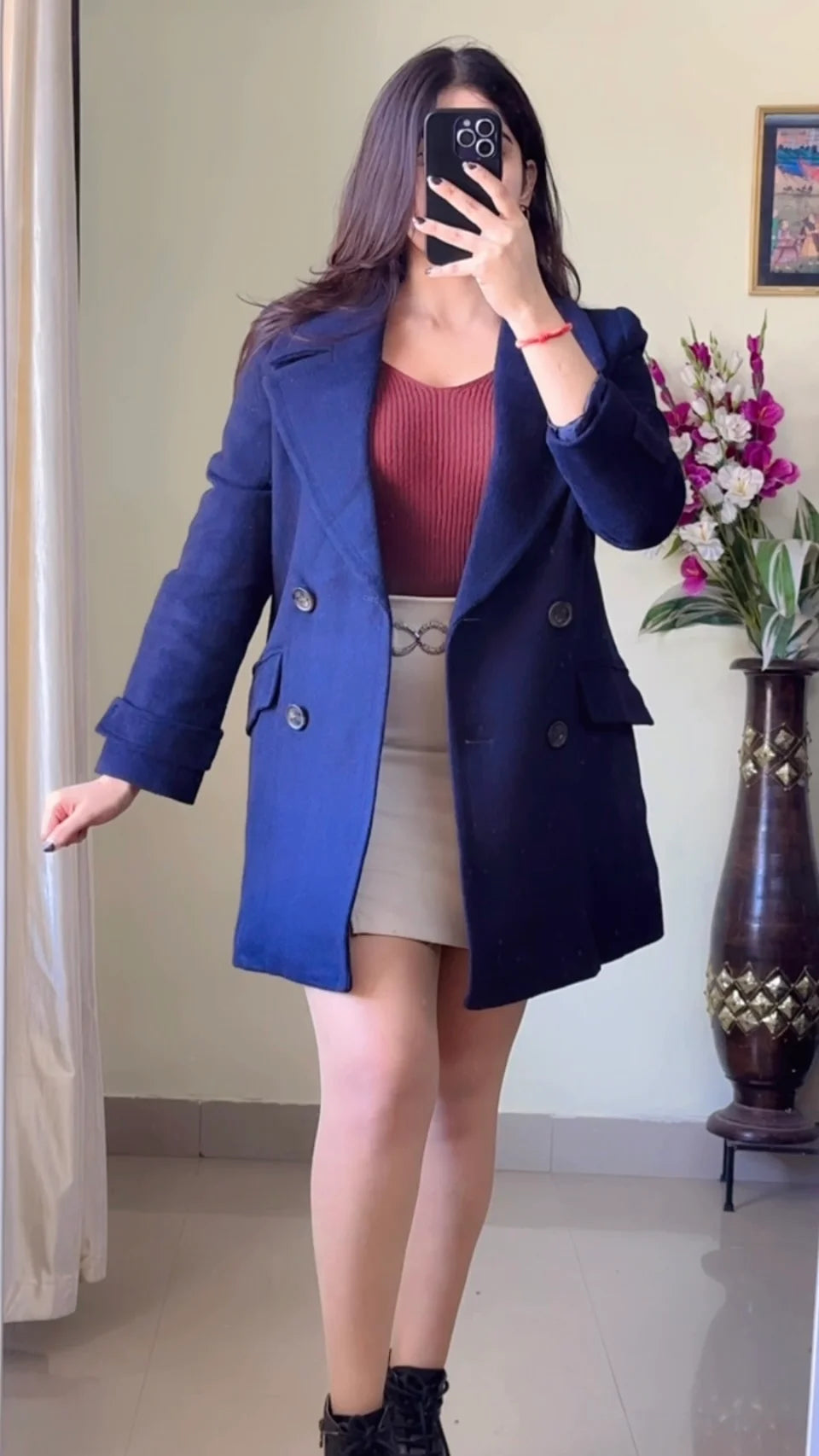 (Size-S to M) Blue Winter Coat- Wo159