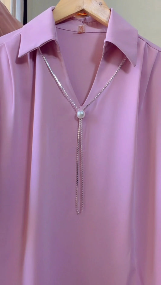 Blush Pearl Tie Shirt