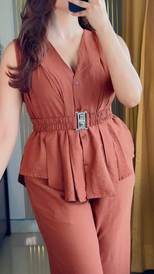 Premium linen Airport look Co-ord set