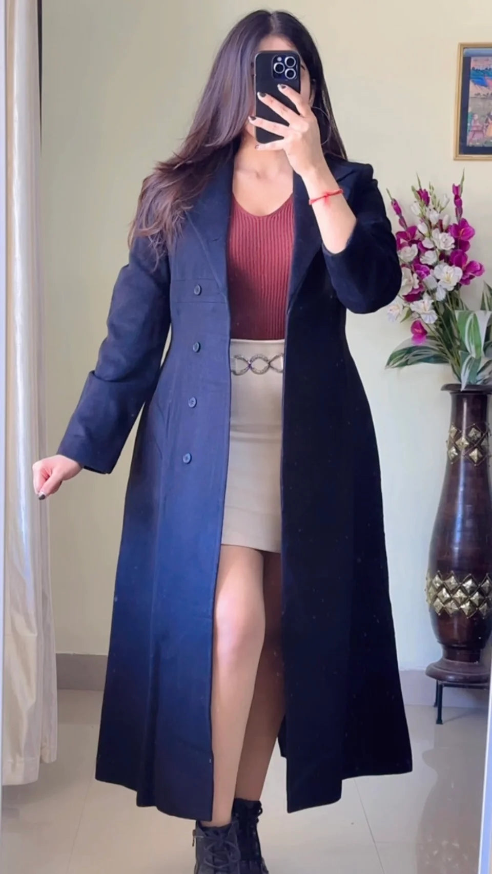 (Size-S to M) Black Winter Coat- Wo155