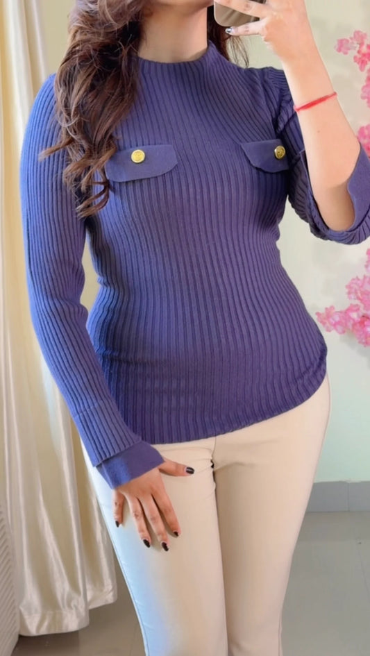 (Size-Free Size) Ribbed Top- R416