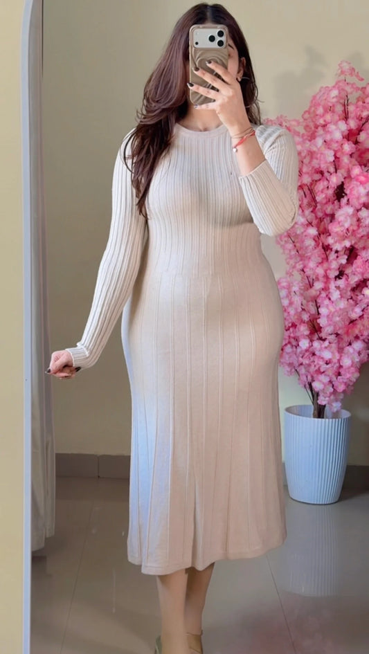 (Size-Free Size) Classy Ribbed Dress-D107