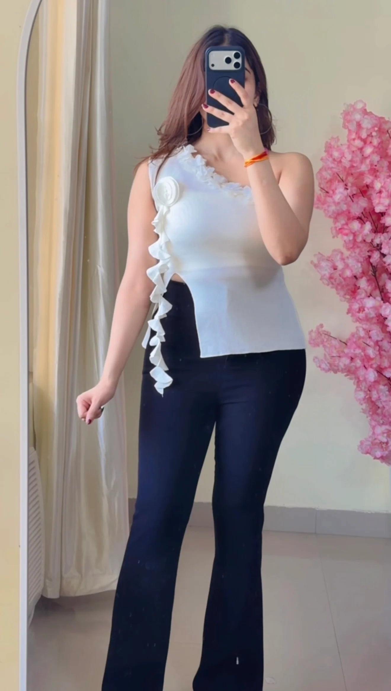 Draped Neck Ruched Top