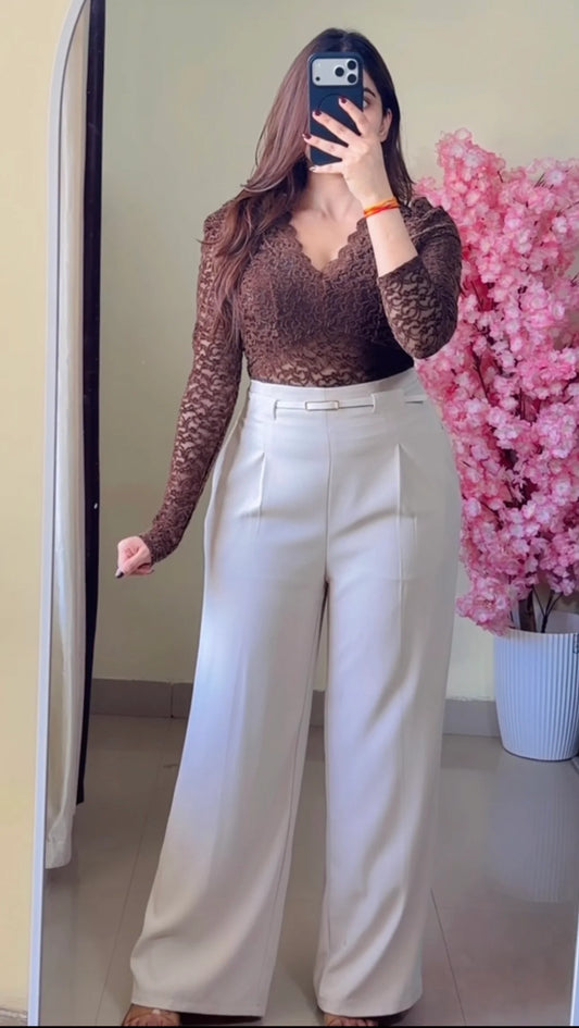 Rose Beige Tailored Trouser + Belt