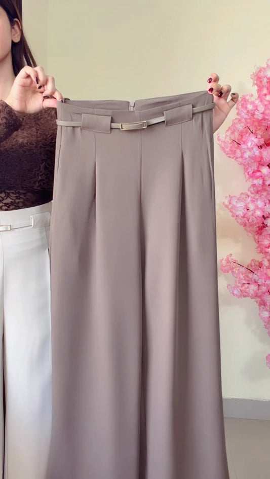 Mocha Taupe Tailored Trouser + Belt