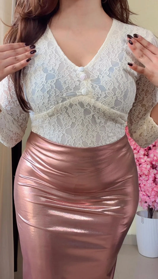 Egg White Lace Charm Top