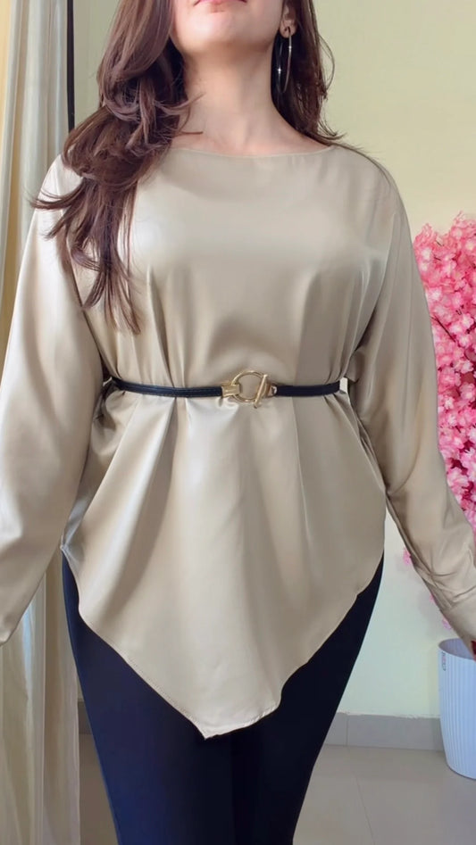 Premium Diva Drape Asym Top with Belt