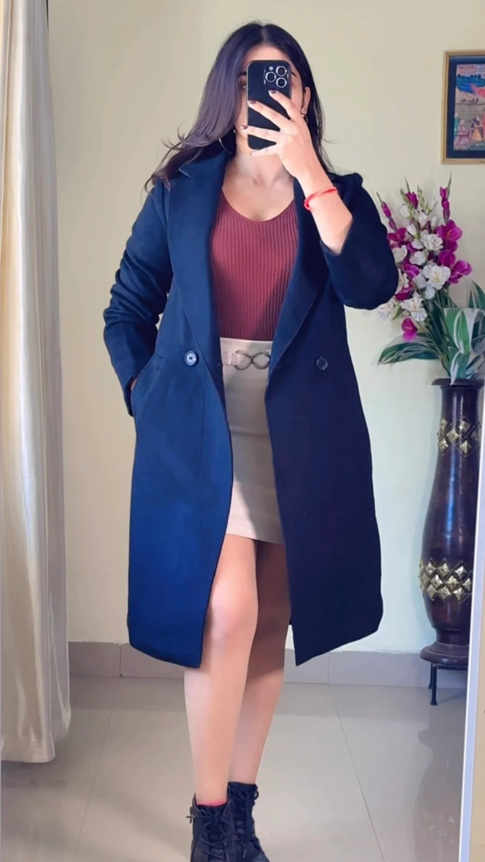 (Size-S to M) Black Winter Coat- Wo176