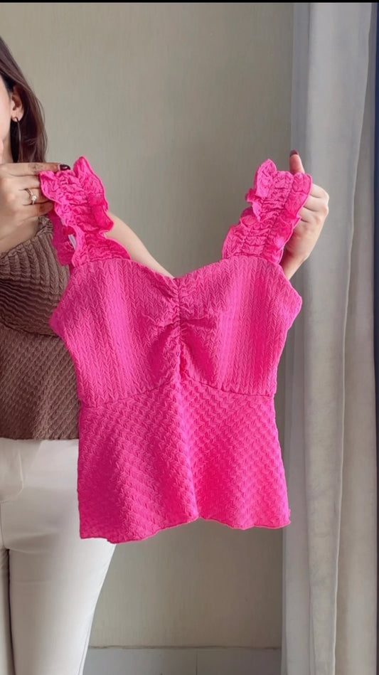 Smocked Ruffle Peplum Top