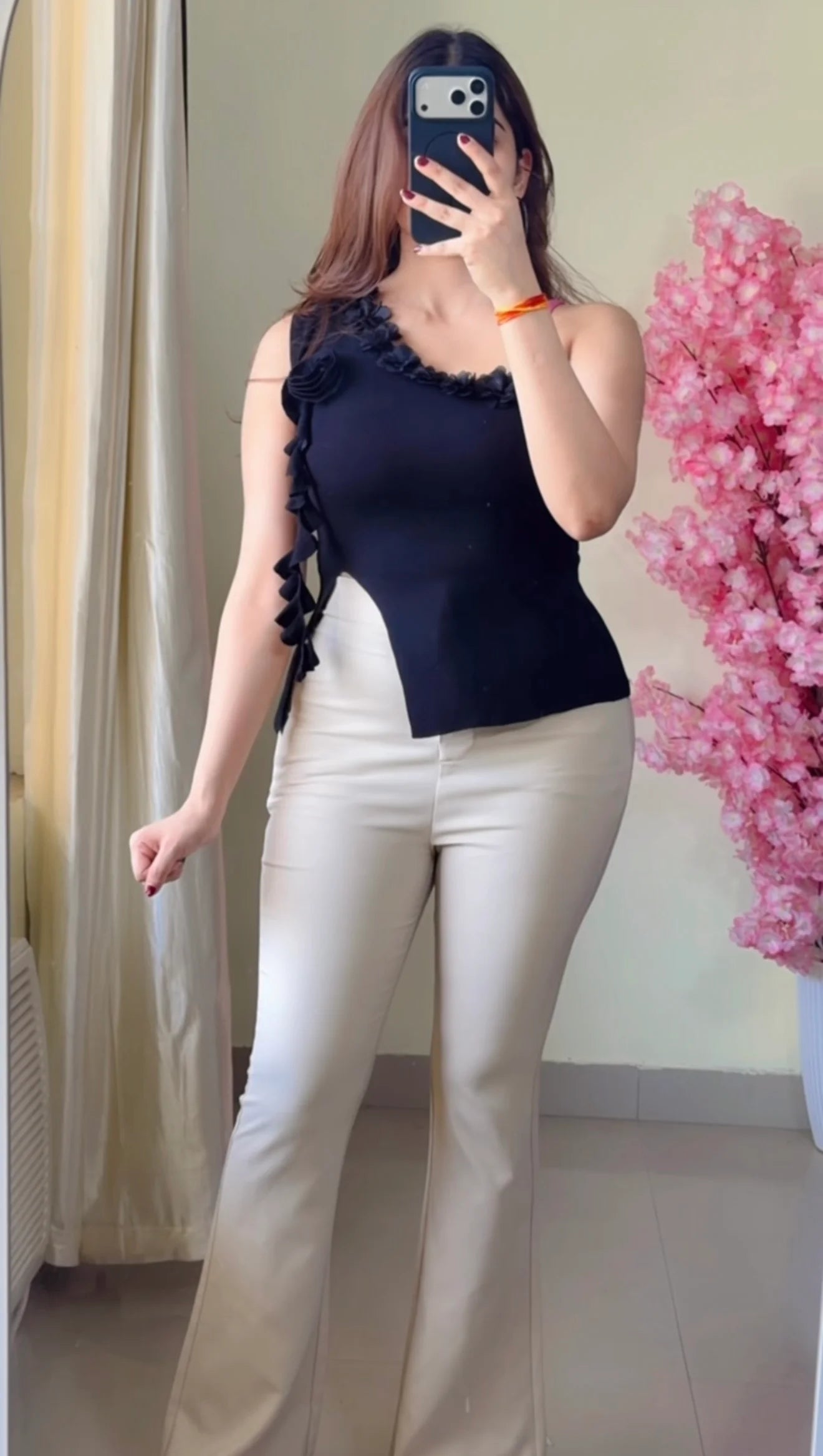 Draped Neck Ruched Top