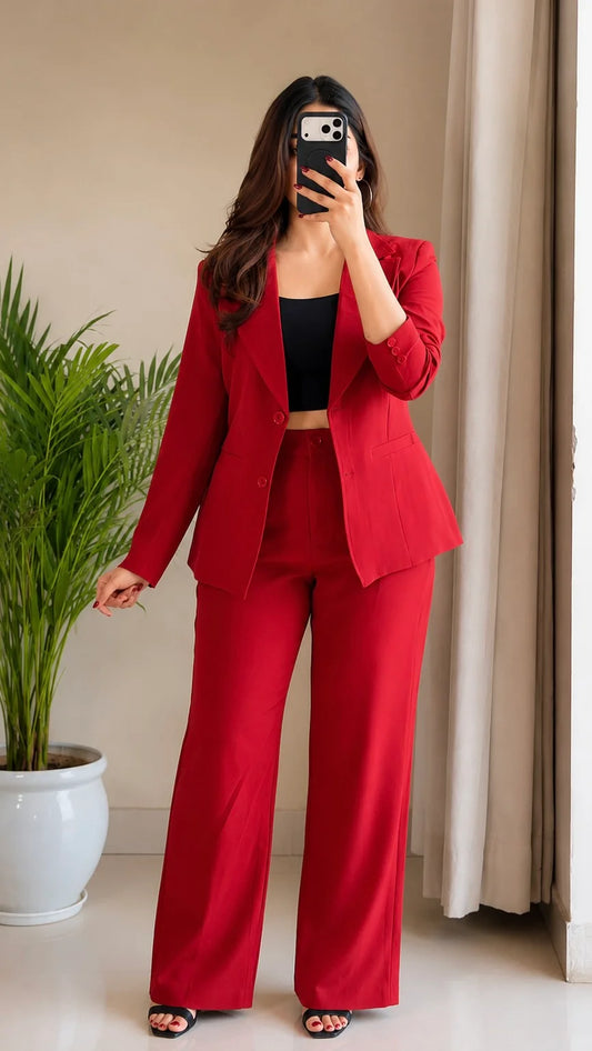 Rust Red Tailored Blazer Co-ord Set