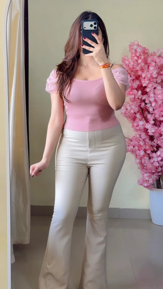 Ruffle Neck Peplum Top