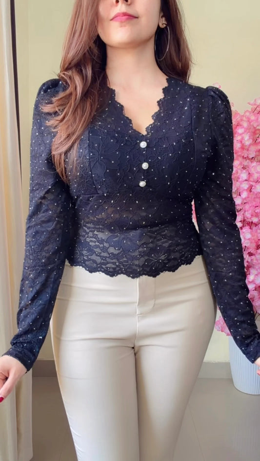 Crystal Studded Padded Top
