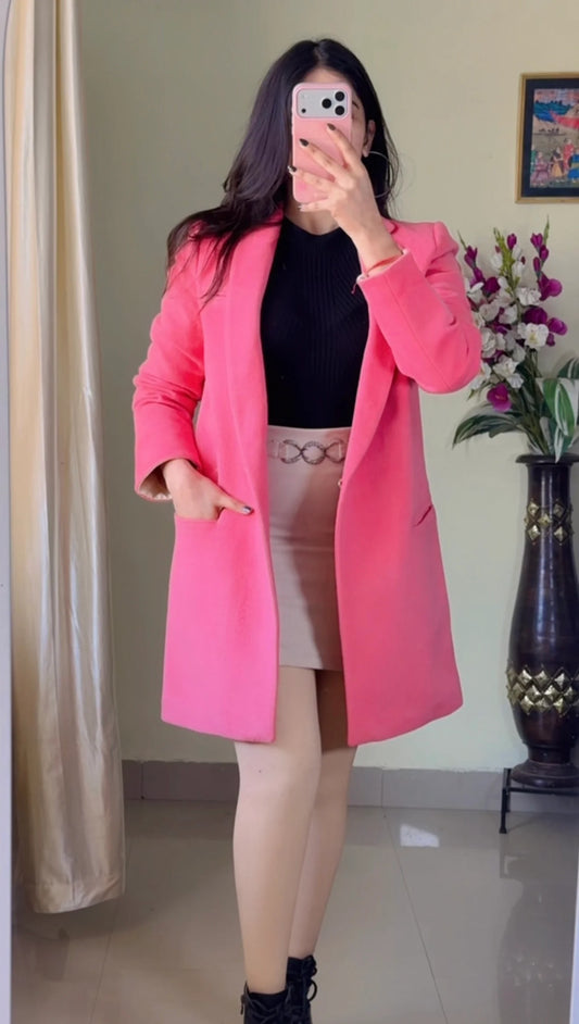 (Size-Xs to S)Premium Pink Winter Coat- Wo219
