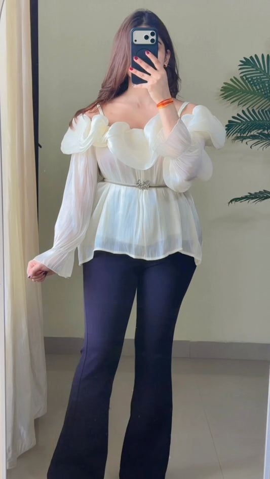 Crimson Ruffle Luxe Top