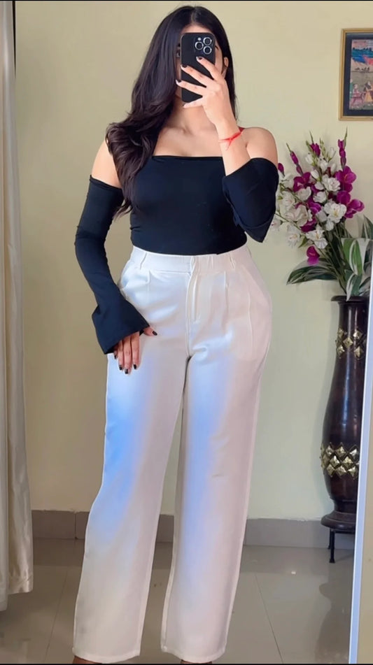 White Non Transparent Trouser- P09