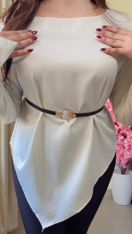 Premium Diva Drape Asym Top with Belt