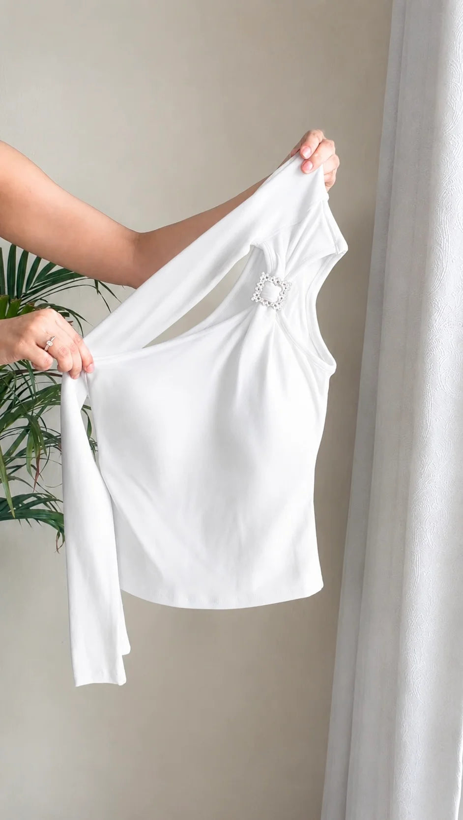 Luxe Draped Rhinestone Padded Top