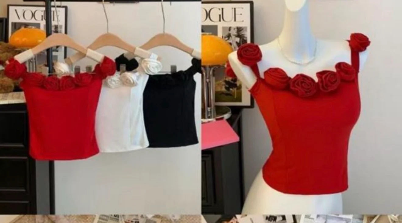 Black Scarlet Rose Padded Top