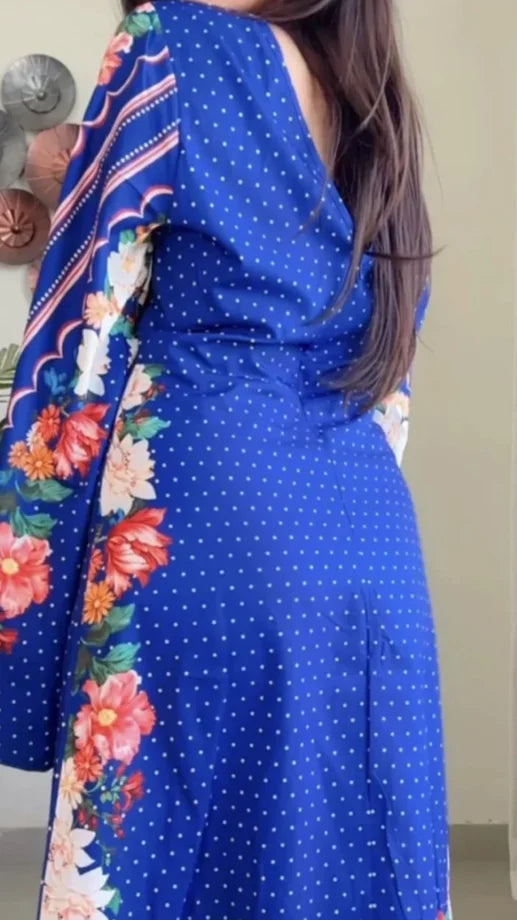 Classy Kaftan Pattern blue Dress D-1