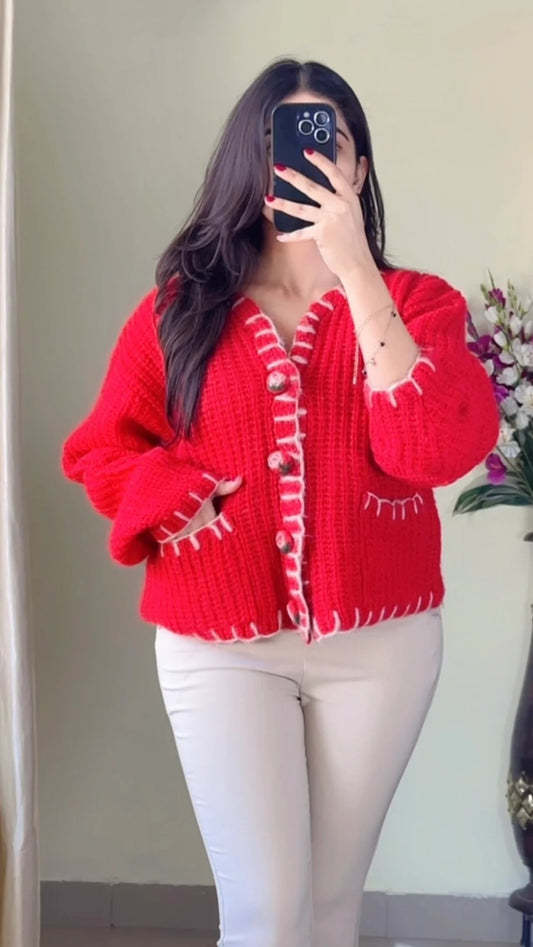 (Free Size Upto 40) Crochet Sweater- (Cb33)