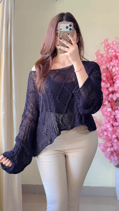 (Free Size Till 42"Bust  ) Crochet Top-C497