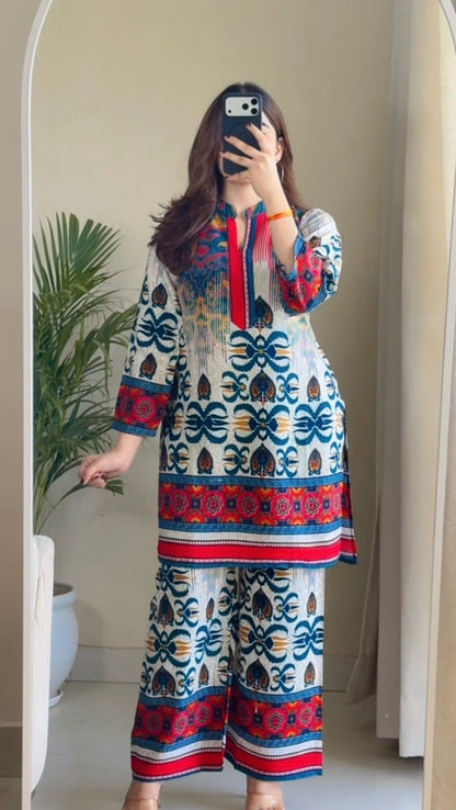 Ethnic Printed Kurta Palazzo Co-Ord Set