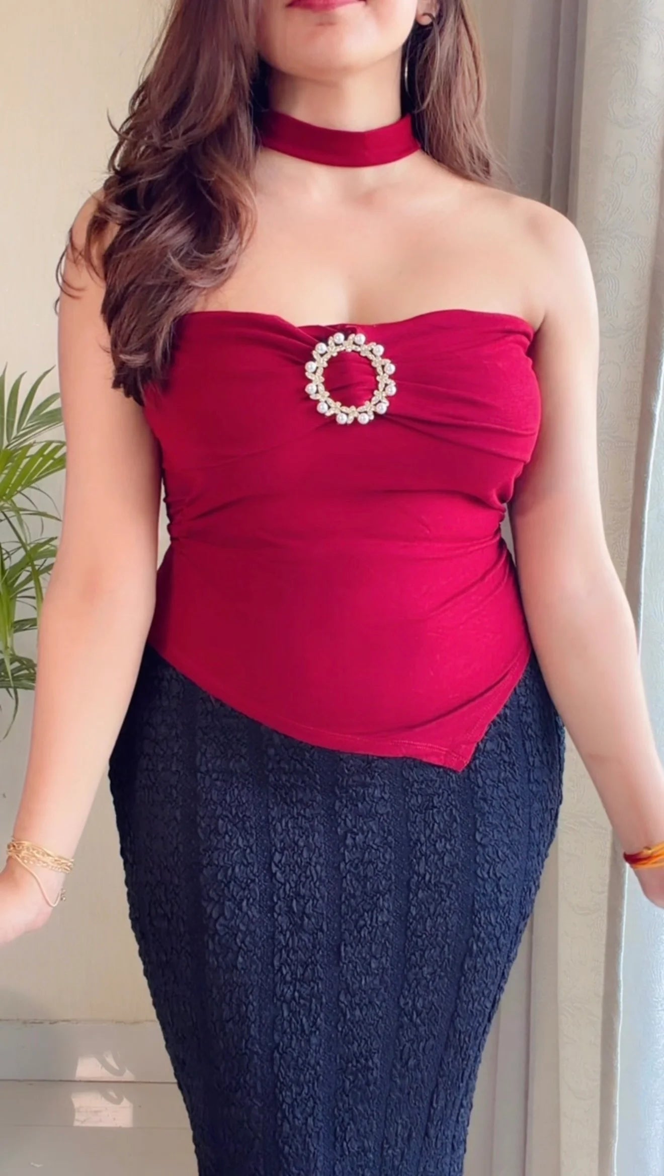 Cherry Charm Co-ord Set (Cherry Red Top with Black Skirt)