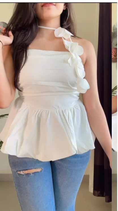 Pretty Floral Ruched Top  T875