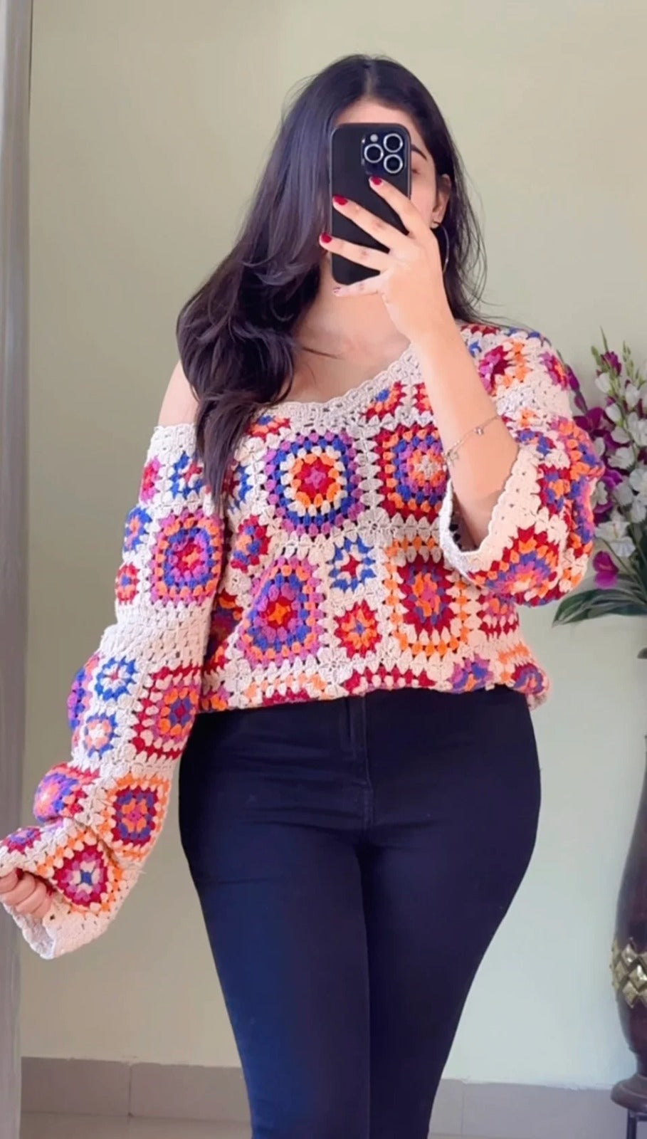 (Free Size 34-38) Crochet Sweater - (Cb63)