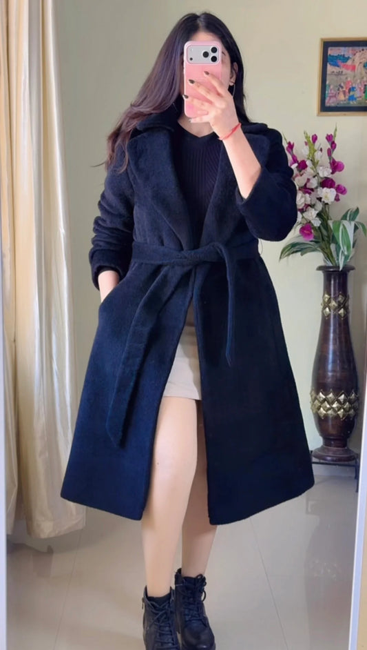 (Size-M To L)Premium Winter Black Coat- Wo213