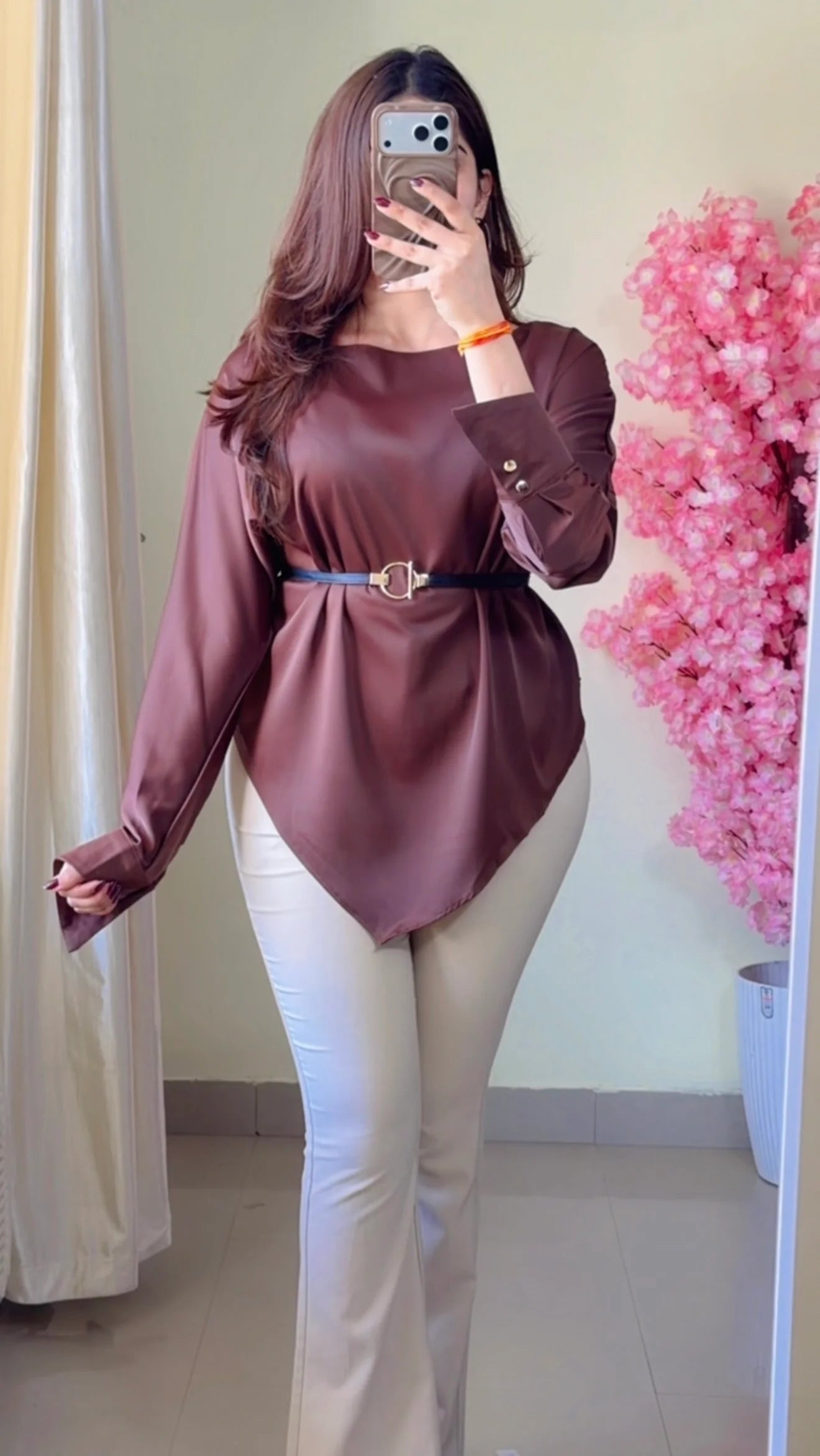 Premium Diva Drape Asym Top with Belt
